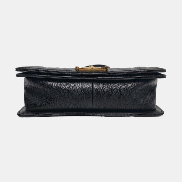 BOY CHANEL Medium Quilted Grained Calfskin Black