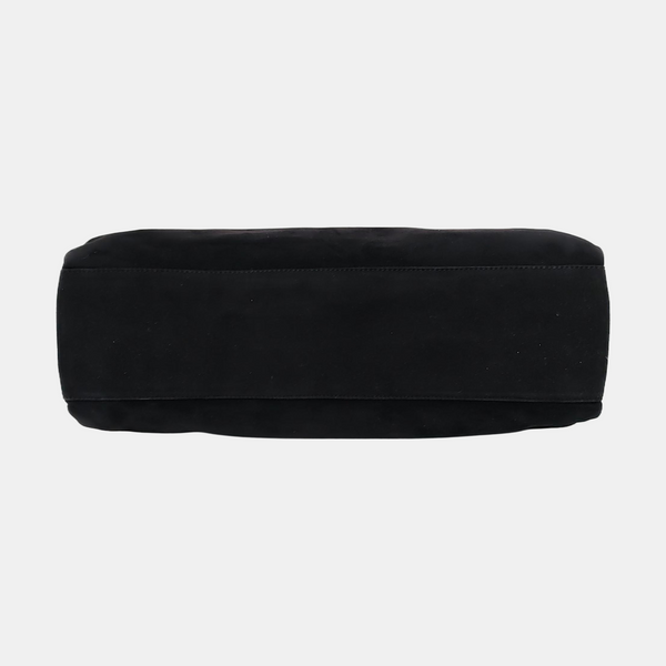 Suede Top Handle Bag Black