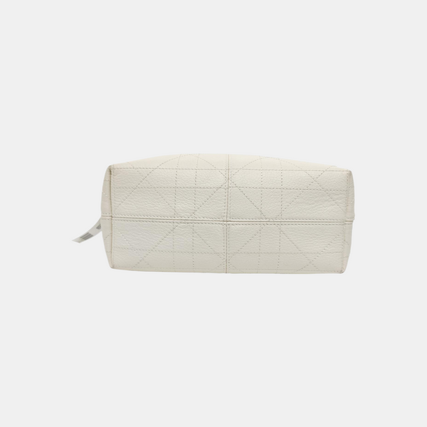 Cannage Calfskin Shoulder Bag Small White