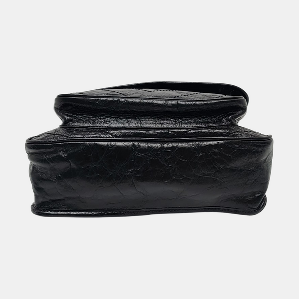 NIKI Medium Chevron Calfskin Black