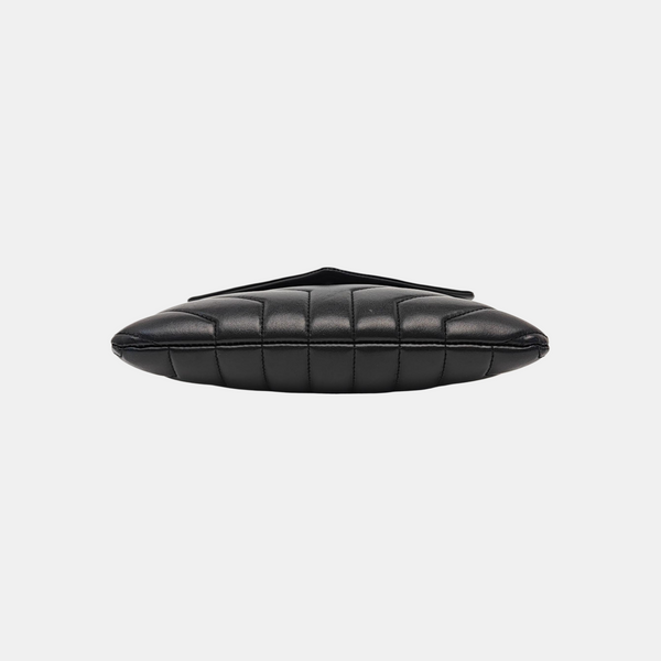 Chevron Calfskin Shoulder Bag Black