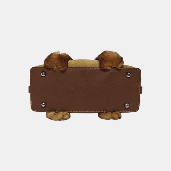 Suede Top Handle Bag Brown