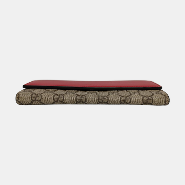 GG Supreme Monogram Calfskin Red Wallet