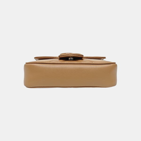 GG Marmont Mini Quilted Calfskin Beige