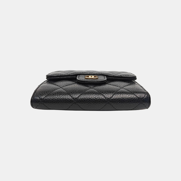 Quilted Grained Calfskin Wallet Black