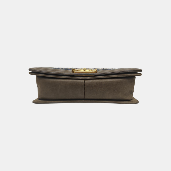 BOY CHANEL Medium Quilted Wool Green