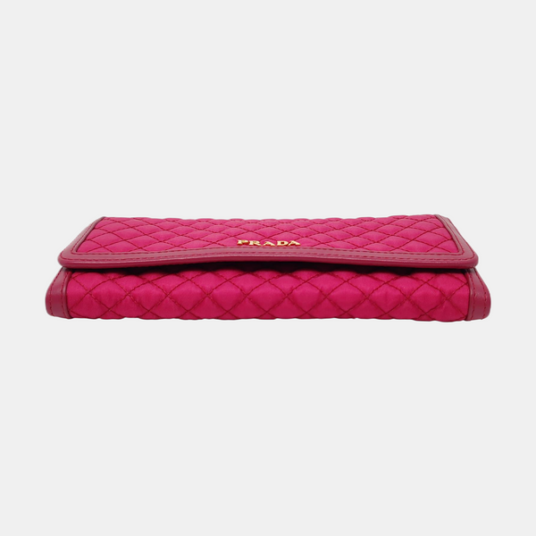 Quilted Nylon Wallet Red