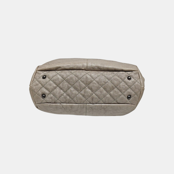 Quilted Calfskin Tote Bag Gray
