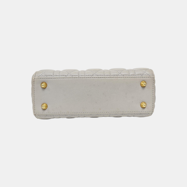 Lady Dior Small Cannage Lambskin Gray