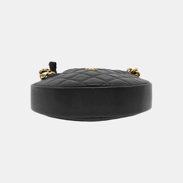 Quilted Grained Calfskin Top Handle Bag Black
