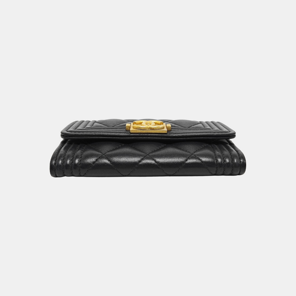 BOY CHANEL Quilted Calfskin Black Wallet