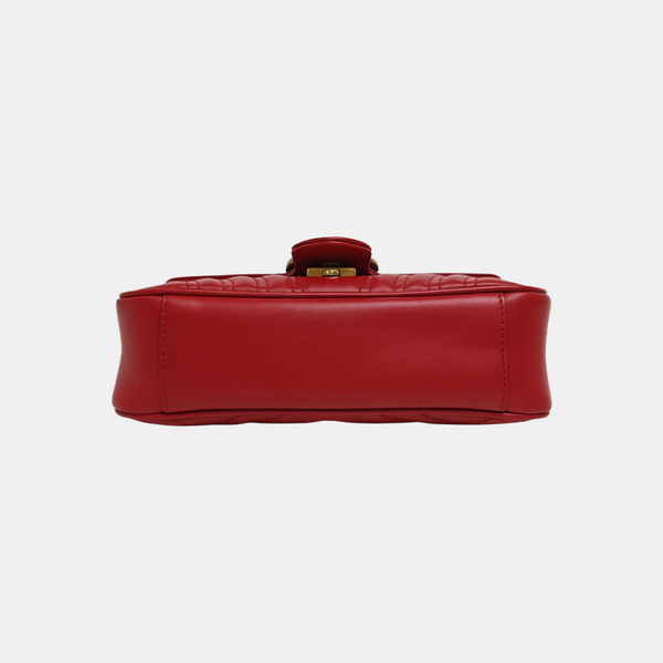 Authenticated pre-owned GG Marmont Small Quilted Calfskin Red - Shoulder Bag at Looply