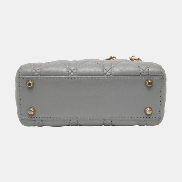 Lady Dior Cannage Mini Piel de Cordero Gris
