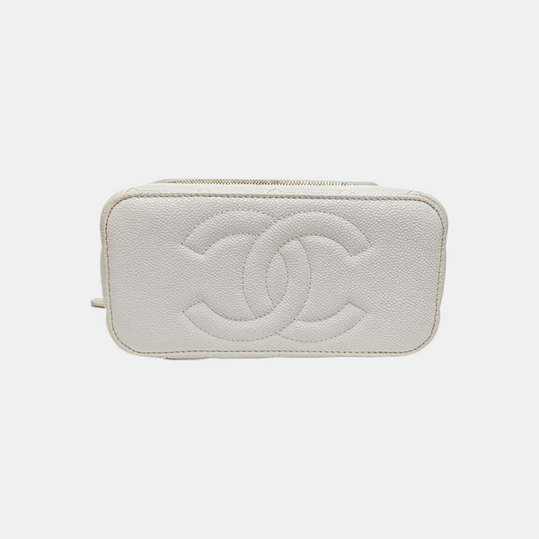VANITY CASE Medium Quilted Grained Calfskin White