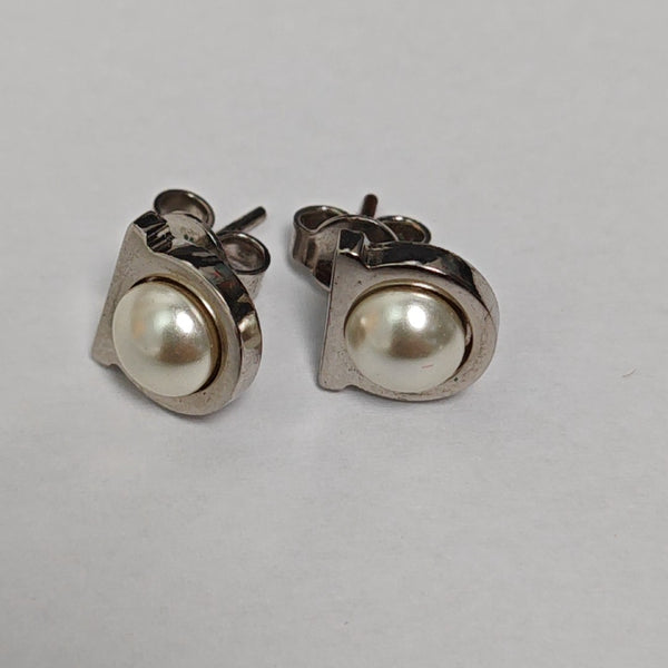 Metal White Stud Earrings