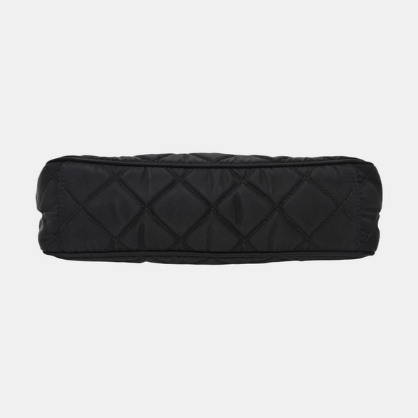 Quilted Nylon Shoulder Bag Black