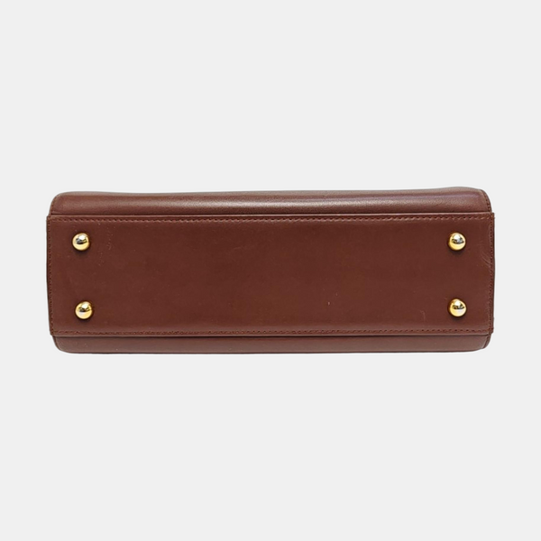 Calfskin Top Handle Bag Brown