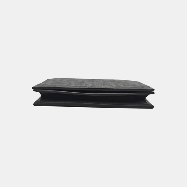 Gancini Coated Canvas Black Card Holder