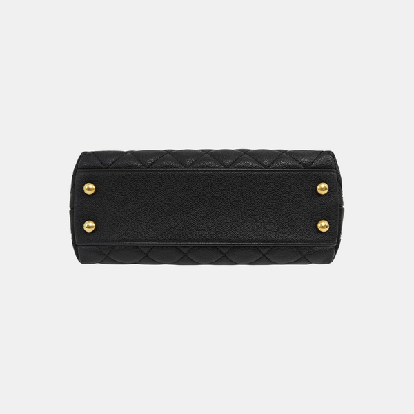 COCO HANDLE Small Quilted Grained Calfskin Black