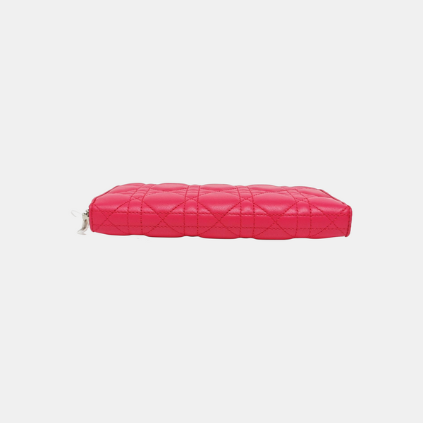 Lady Dior Small Quilted Lambskin Red Wallet