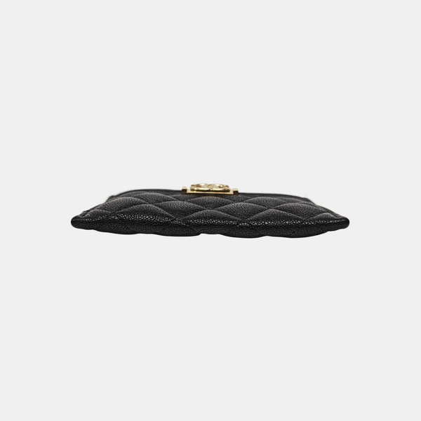 BOY CHANEL Quilted Grained Calfskin Black Card Holder