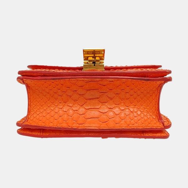 Authenticated pre-owned CLASSIC BOX Mini Python Orange - Shoulder Bag at Looply