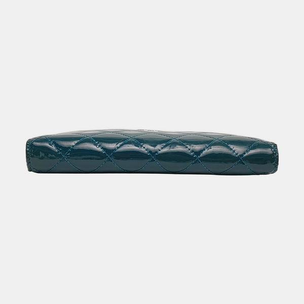 Quilted Patent Leather Wallet Blue