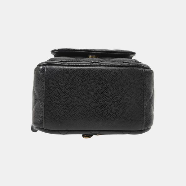 Quilted Grained Calfskin Backpack Mini Black