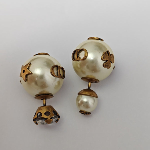 Dior Tribales Metal White Stud Earrings
