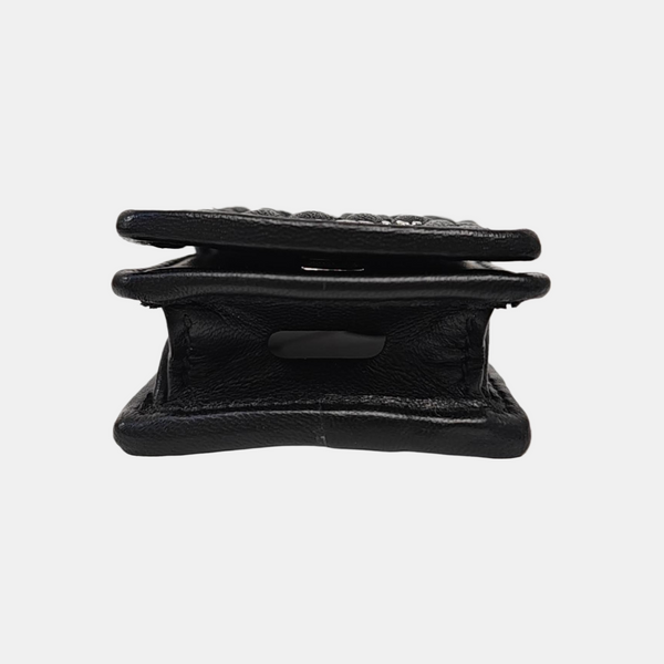 Quilted Lambskin Key Pouch Black