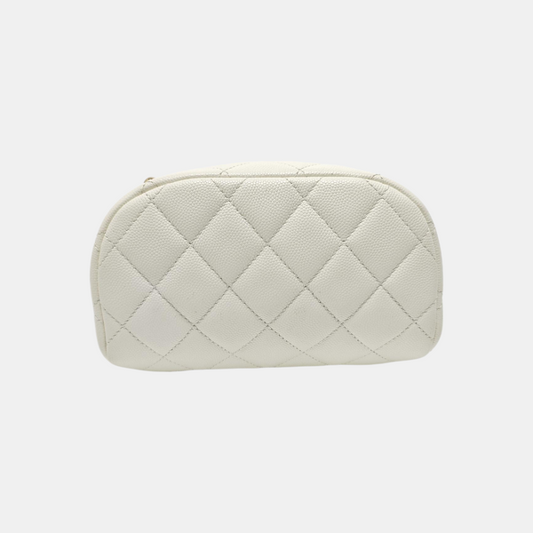 Quilted Grained Calfskin Backpack White
