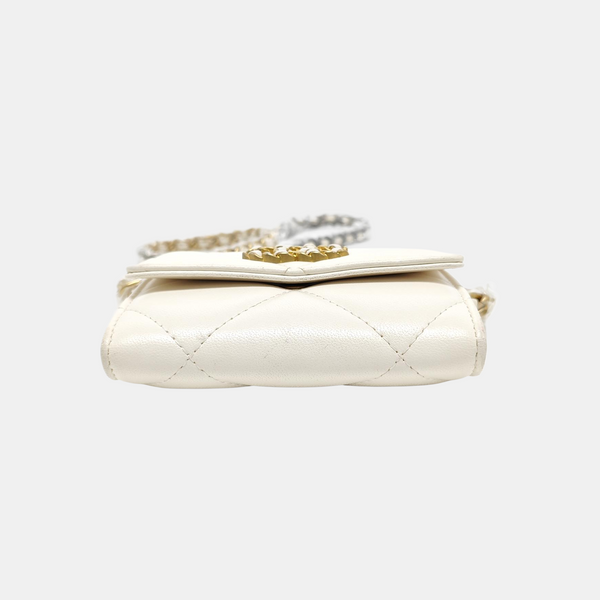 Authenticated pre-owned CHANEL 19 Quilted Lambskin White - Shoulder Bag at Looply