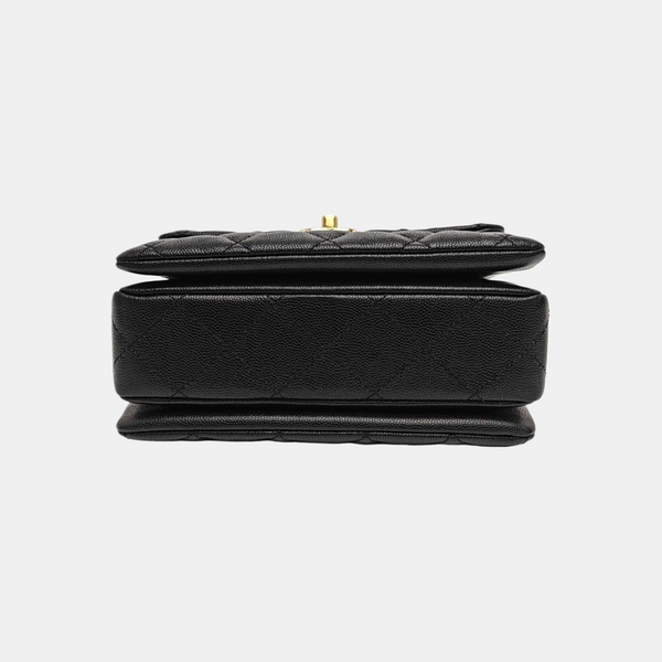 Quilted Grained Calfskin Crossbody Bag Black
