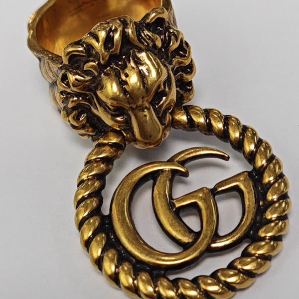 Lion Head Metal Gold Ring EU 52
