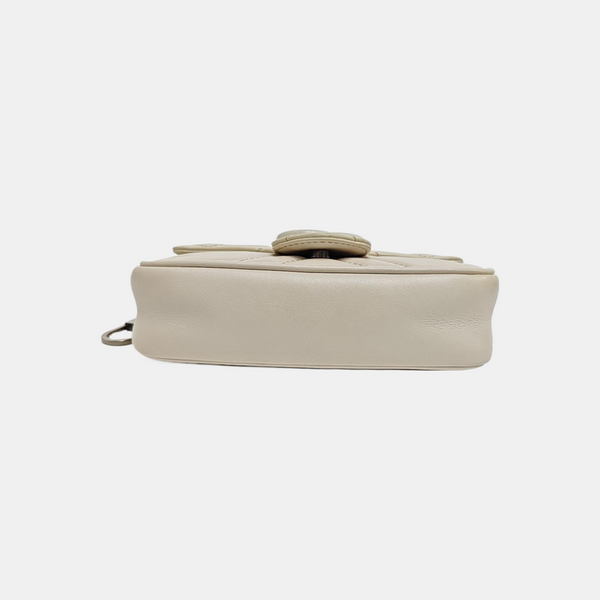 GG Marmont Mini Quilted Calfskin White