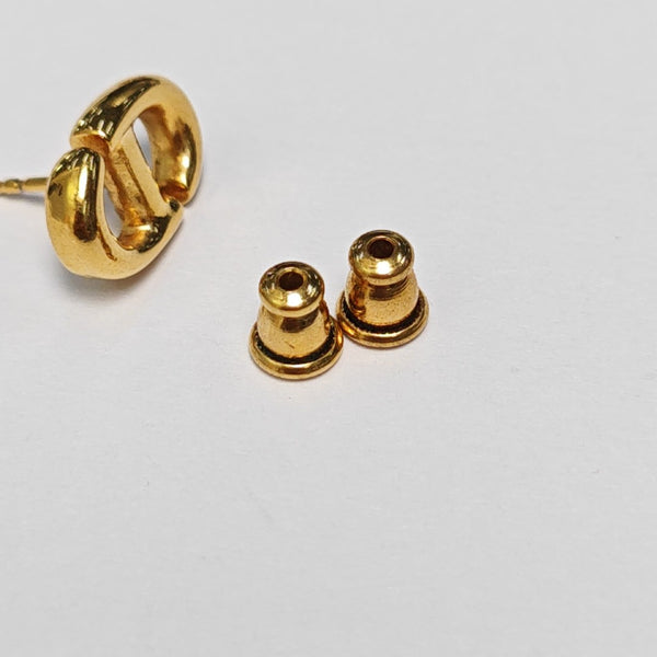 CD Navy Metal Gold Stud Earrings