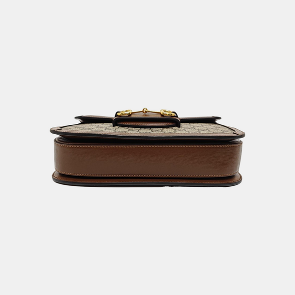 Horsebit 1955 Medium Monogram Coated Canvas Beige