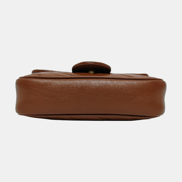 GG Marmont Mini Quilted Calfskin Brown