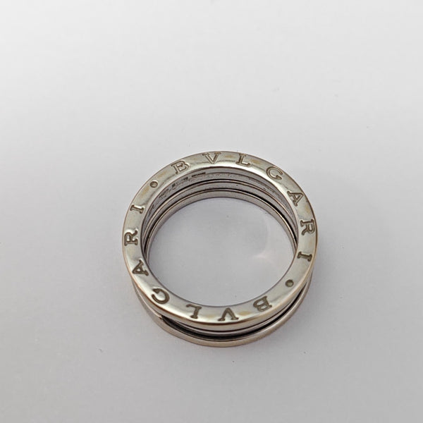 B.ZERO1 18k White Gold Silver Ring EU 59