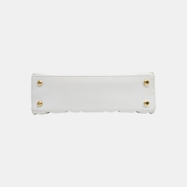 Quilted Calfskin Top Handle Bag White