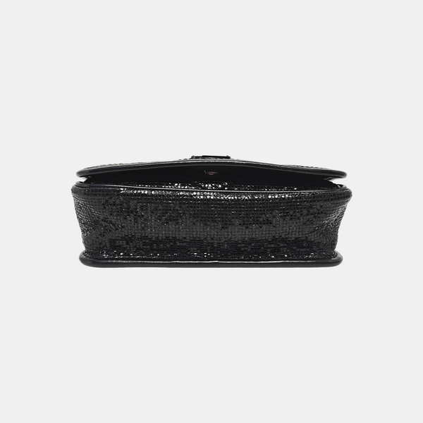 Chevron Leather Shoulder Bag Mini Black