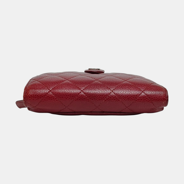 Quilted Grained Calfskin Wallet Red