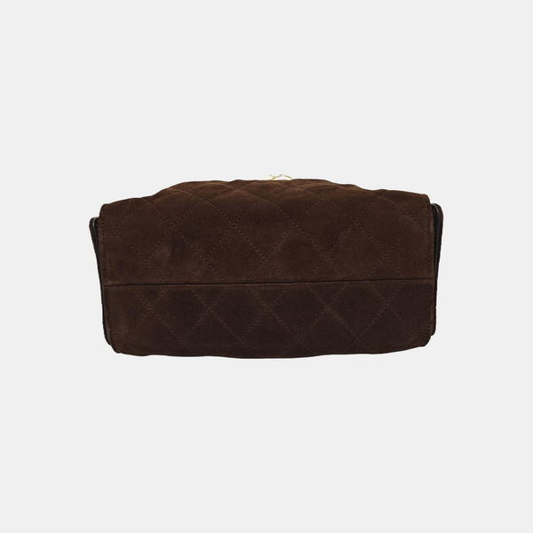 CHANEL 25 Quilted Suede Brown