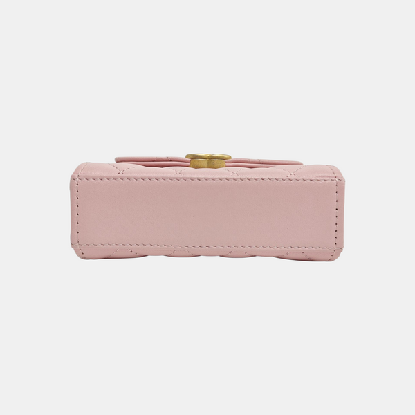 TWO TONE CHAIN HANDLE Quilted Lambskin Pink