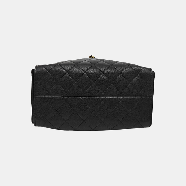 CHANEL 25 Small Quilted Grained Calfskin Black