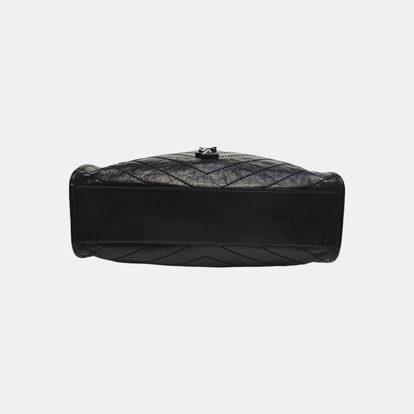 NIKI Medium Chevron Calfskin Black