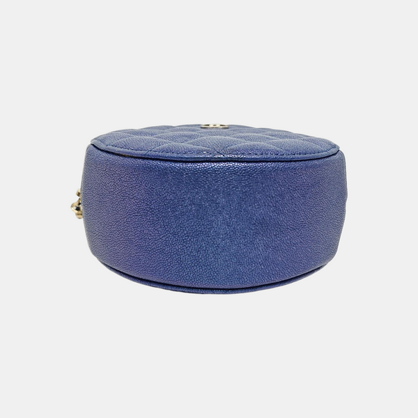 ROUND Quilted Grained Calfskin Blue