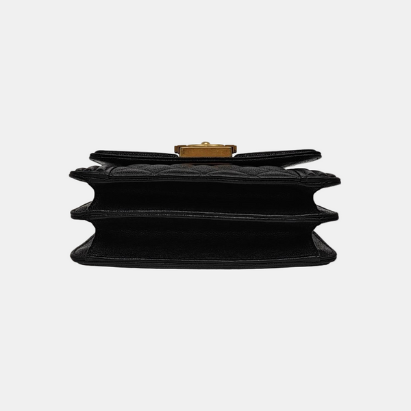 BOY CHANEL Mini Quilted Grained Calfskin Black