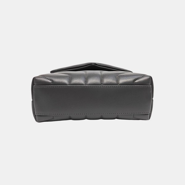 Chevron Calfskin Shoulder Bag Gray