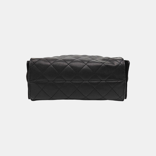 CHANEL 25 Mini Quilted Grained Calfskin Black
